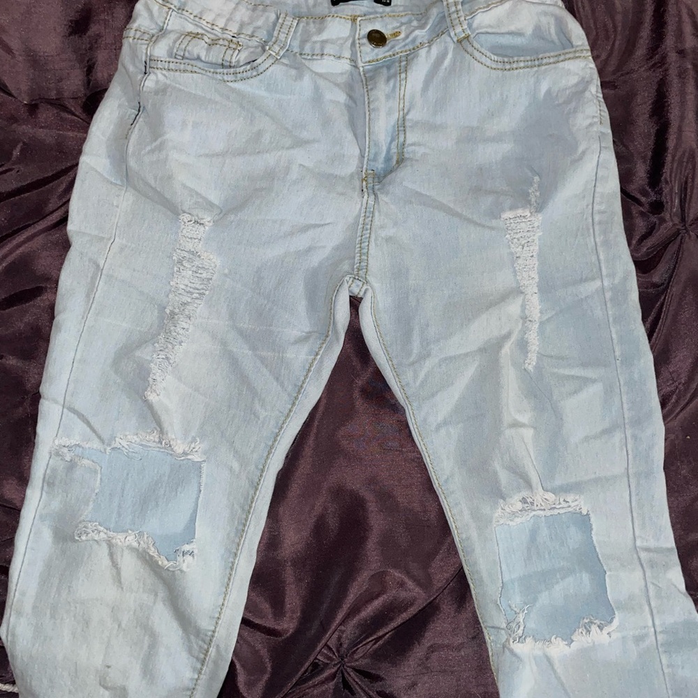 Light Blue Distressed Women's Jeans